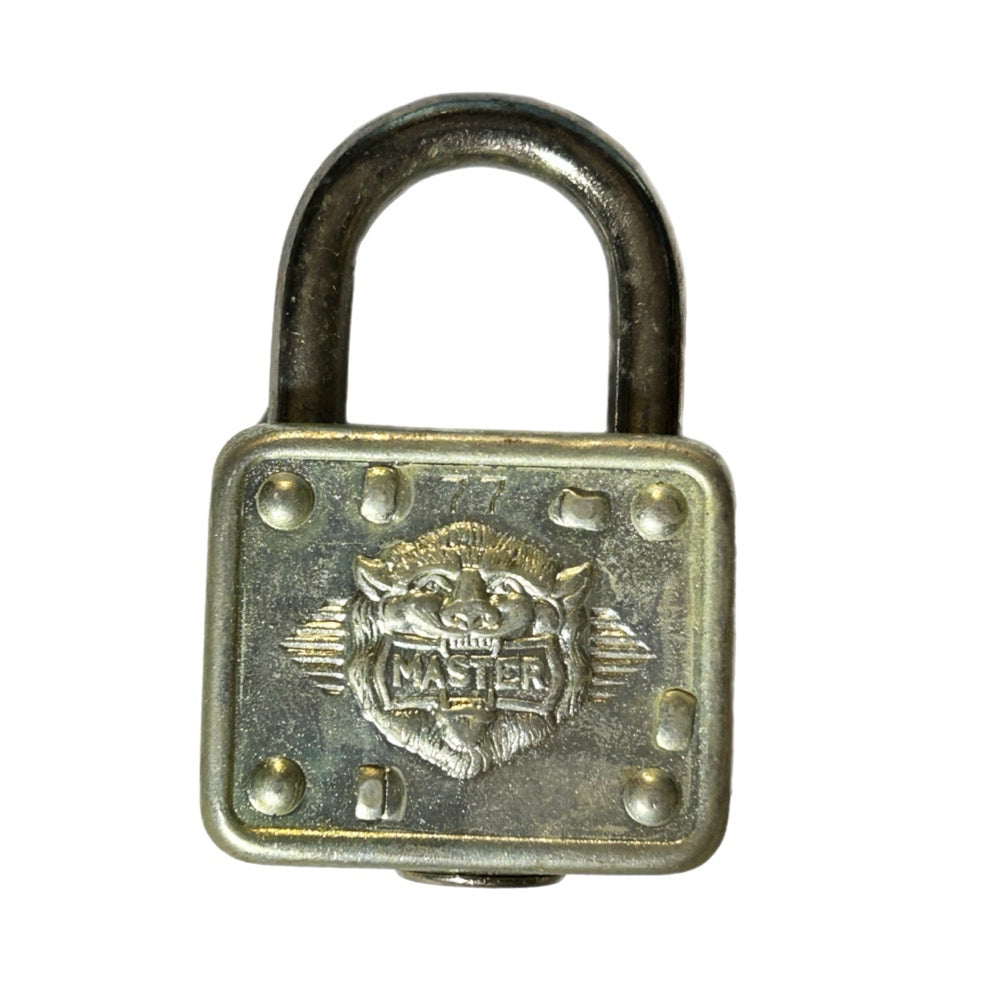 Master Locks Brass Cylinder Pin Tumbler Padlock Keys Orginal Box Tiger Head #77