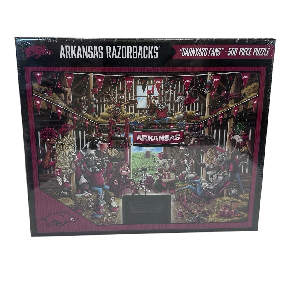 Arkansas Razorbacks Barnyard Fans 500 piece jigsaw puzzle BRAND NEW SEALED