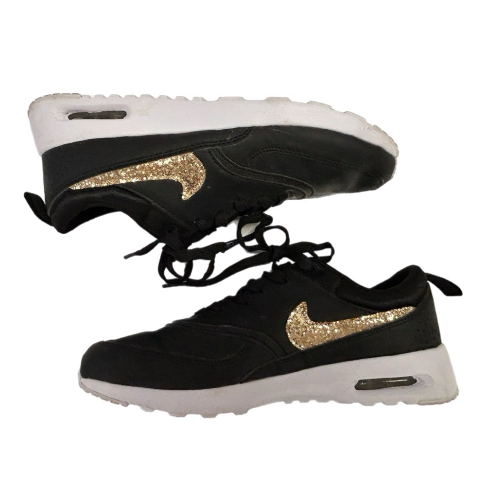 Nike Air Max Thea Sneakers Gold Glitter Swoosh SIZE 8