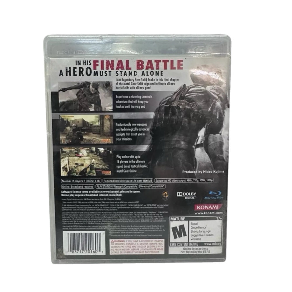 Metal Gear Solid 4: Guns of the Patriots Playstation 3 PS3 game Sony M17+ 2008