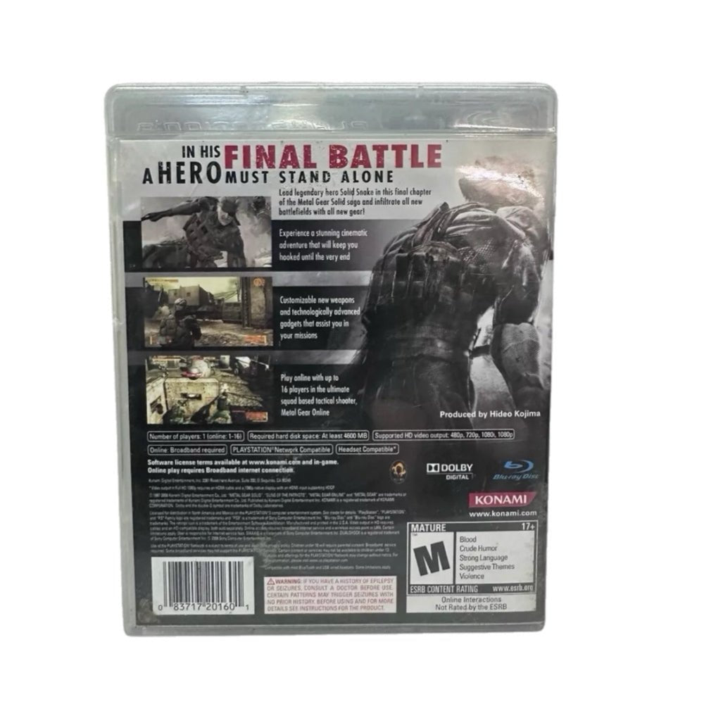 Metal Gear Solid 4: Guns of the Patriots Playstation 3 PS3 game Sony M17+ 2008 | Finer Things Resale
