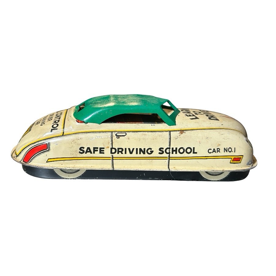 Louis Marx & Co Learn To Drive Safe Driving School Tin Litho Wind-up Toy Car USA | Finer Things Resale