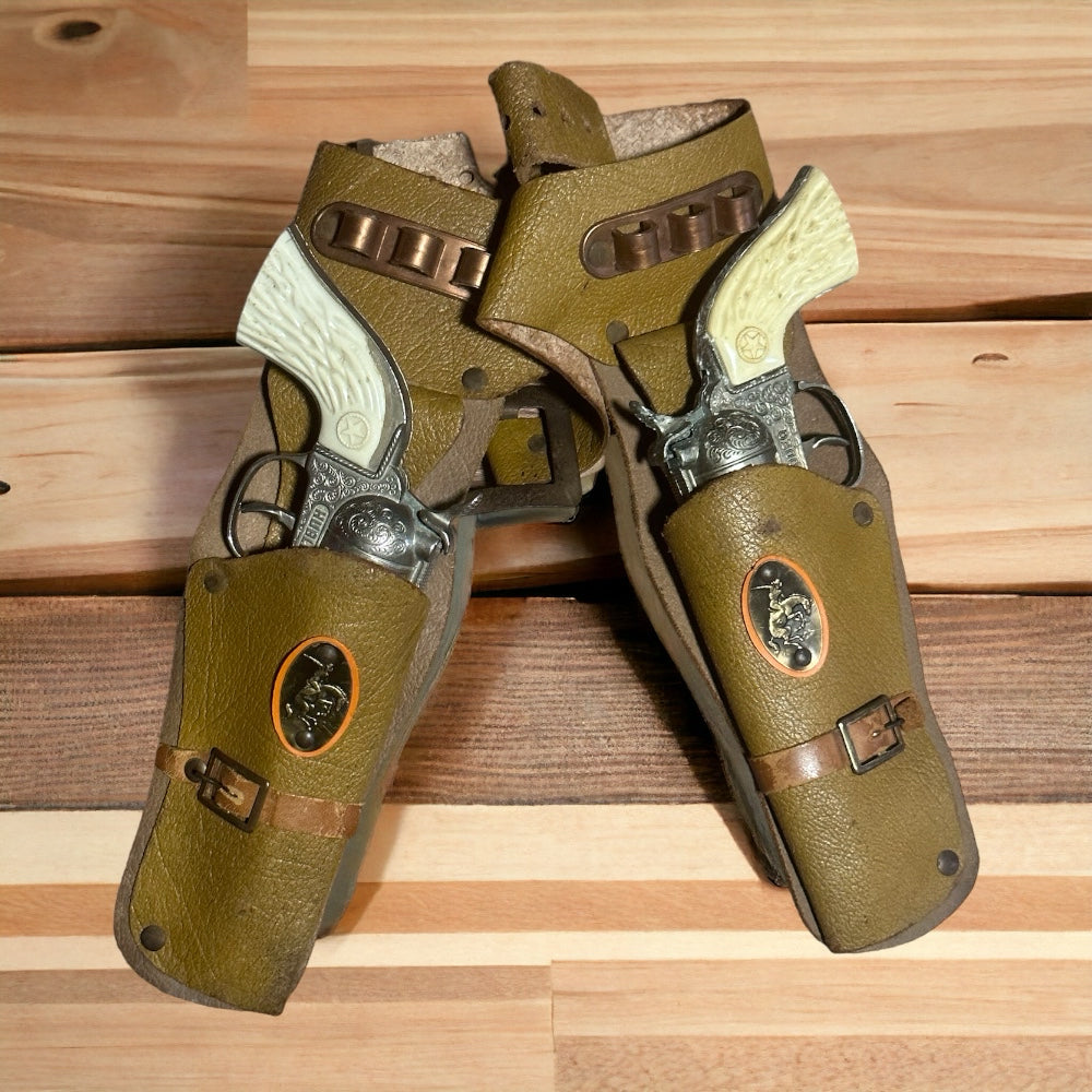 Hubley Rodeo Cap Gun Set with Daisy Leather Holster VINTAGE 1960 Western Cowboy