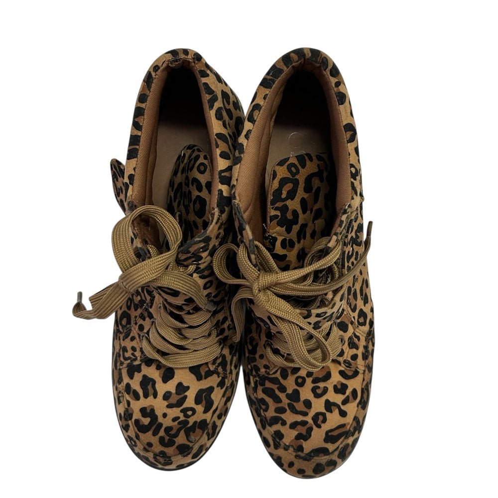 Forever Leopard Print Wedge Ankle Boots Booties SIZE | Finer Things Resale