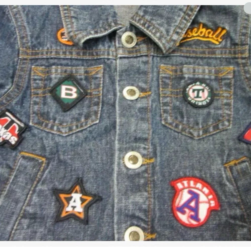 UE denim retro jacket baseball appliques  SIZE 2 | Finer Things Resale