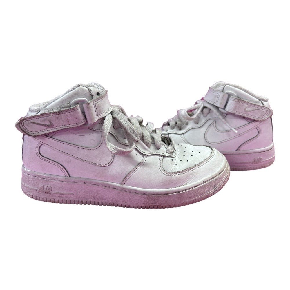 Nike Air Force 1 Mid Triple White Sneakers Shoes YOUTH SIZE 5.5 314195-113 | Finer Things Resale