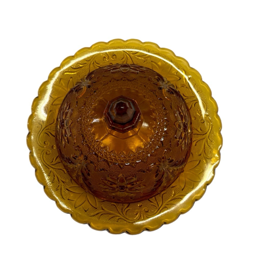 Tiara Indiana Glassware Sandwich Glass Covered Dome Butter Dish VINTAGE 1970's