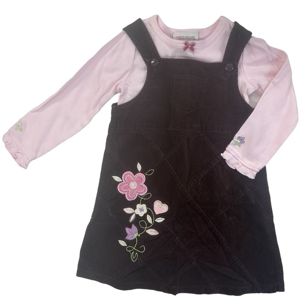 Youngland 2pc long sleeve corduroy jumper dress SIZE 3T Vintaga 2000's | Finer Things Resale