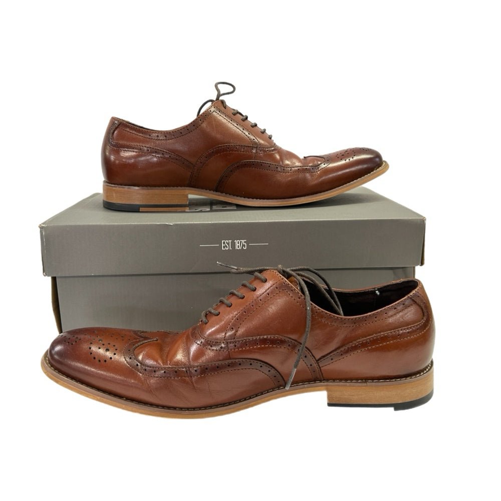Stacy Dunbar Cognac Leather WIngtop Oxford Dress Shoes 25064 Mens size 12M | Finer Things Resale
