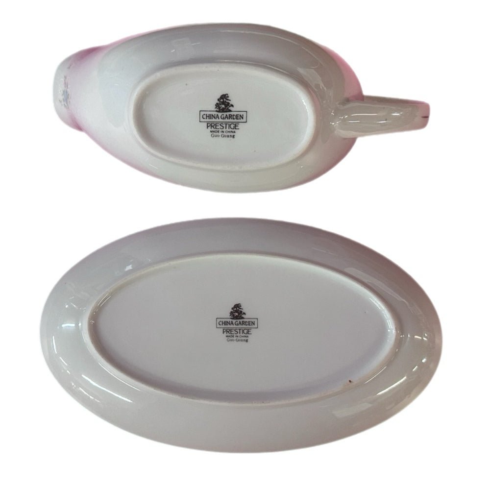 China Garden by Prestige gravy boat with underplate VINTAGE | Finer Things Resale