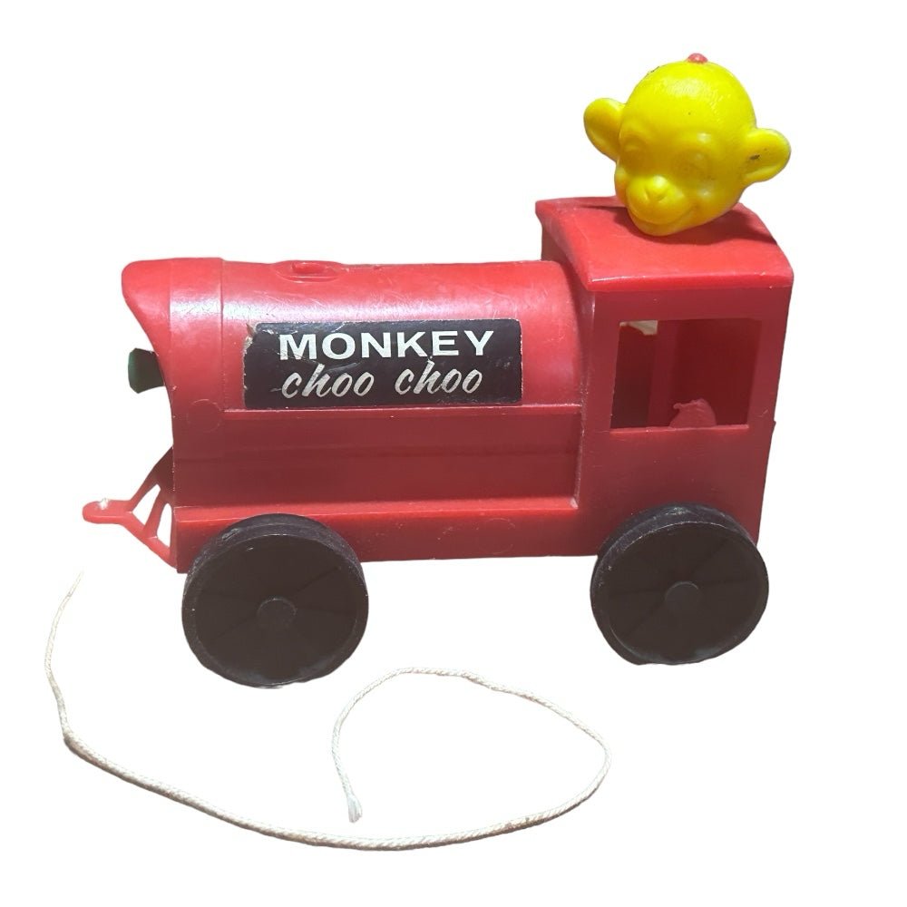 Monkey Choo Choo Plastic Train Pull Toy 5" VINTAGE 1960's | Finer Things Resale
