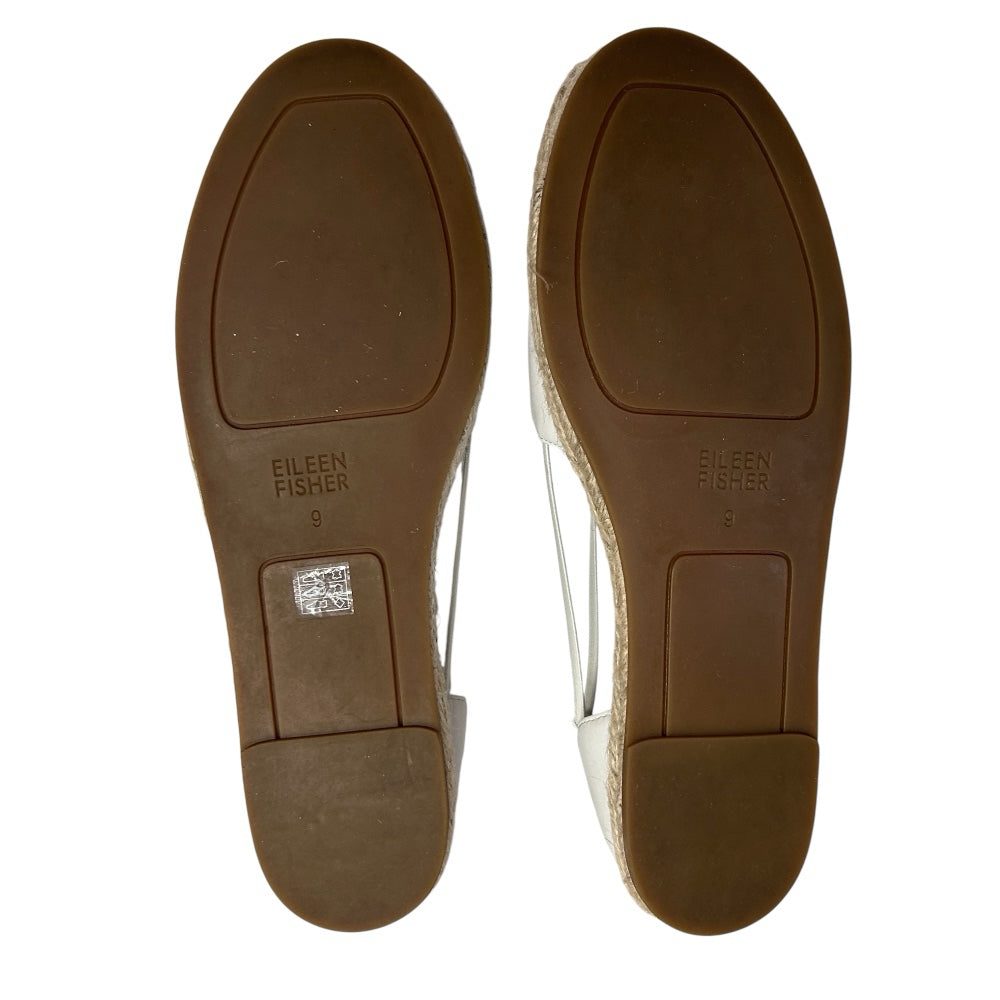 Eileen Fisher Washed White Leather Espadrilles Flats Shoes SIZE 9 BRAND NEW | Finer Things Resale