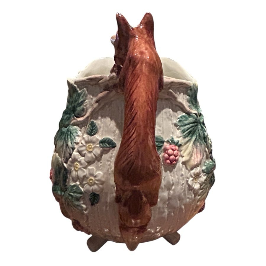 Fitz & Floyd Wild Berries Reynard Fox Basketweave Pitcher 1.75 quart VINTAGE 1990 | Finer Things Resale