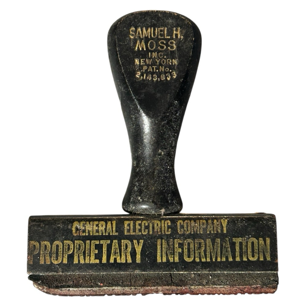 Samuel H Moss NY General Electric Co Proprietary Information Rubber Stamp 1939