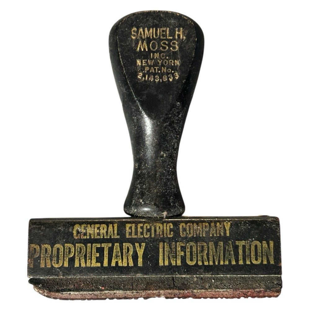 Samuel H Moss NY General Electric Co Proprietary Information Rubber Stamp 1939 | Finer Things Resale