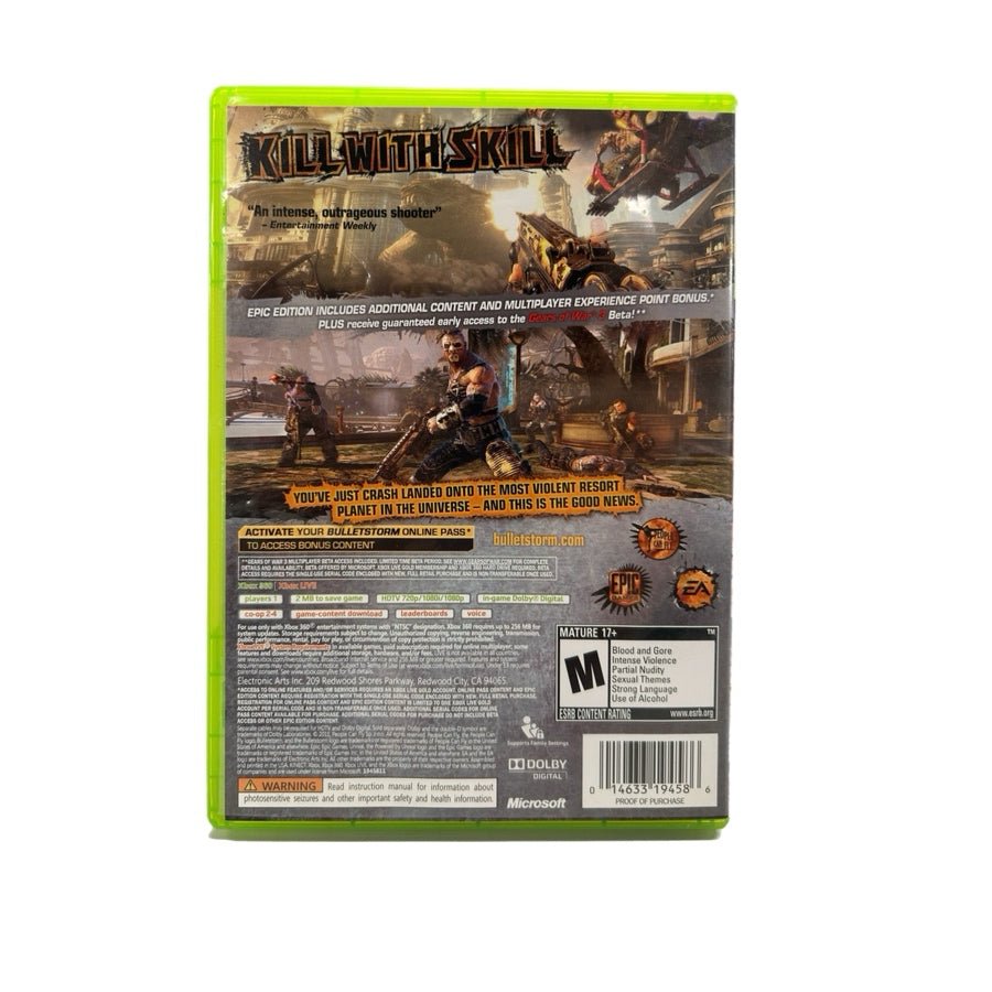 Bulletstorm Epic Edition Xbox 360 Game Microsoft EA Epic Games 2011 Rated 17+12 | Finer Things Resale