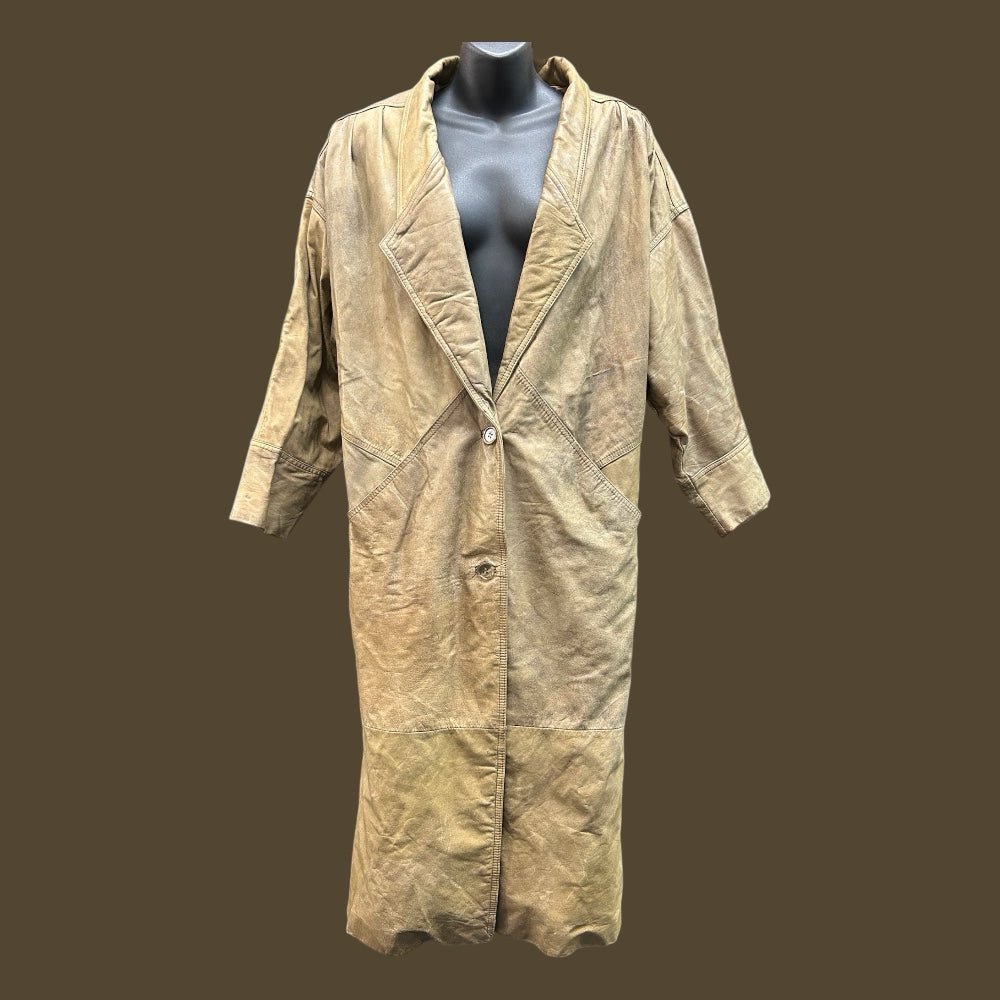 Express leather long trench coat SIZE MEDIUM VINTAGE 1990'S | Finer Things Resale