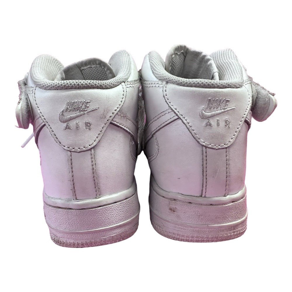 Nike Air Force 1 Mid Triple White Sneakers Shoes YOUTH SIZE 5.5 314195-113 | Finer Things Resale