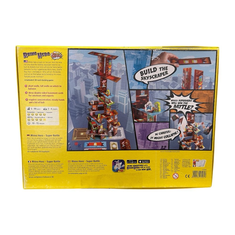 haba rhino hero super battle 3d card stacking game