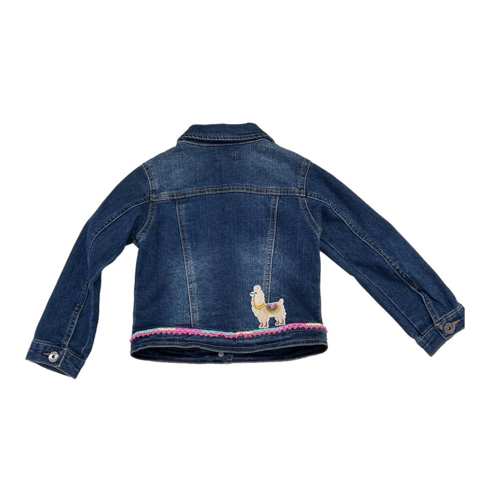 True Craft denim trucker jacket llama SIZE 4T | Finer Things Resale