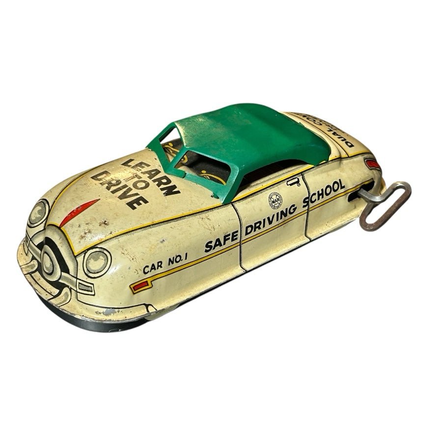 Louis Marx & Co Learn To Drive Safe Driving School Tin Litho Wind-up Toy Car USA | Finer Things Resale