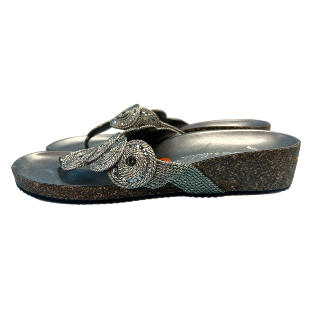 Andrea E Michele Cork Wedge Thong Sandals Made in Italy SIZE 9.5