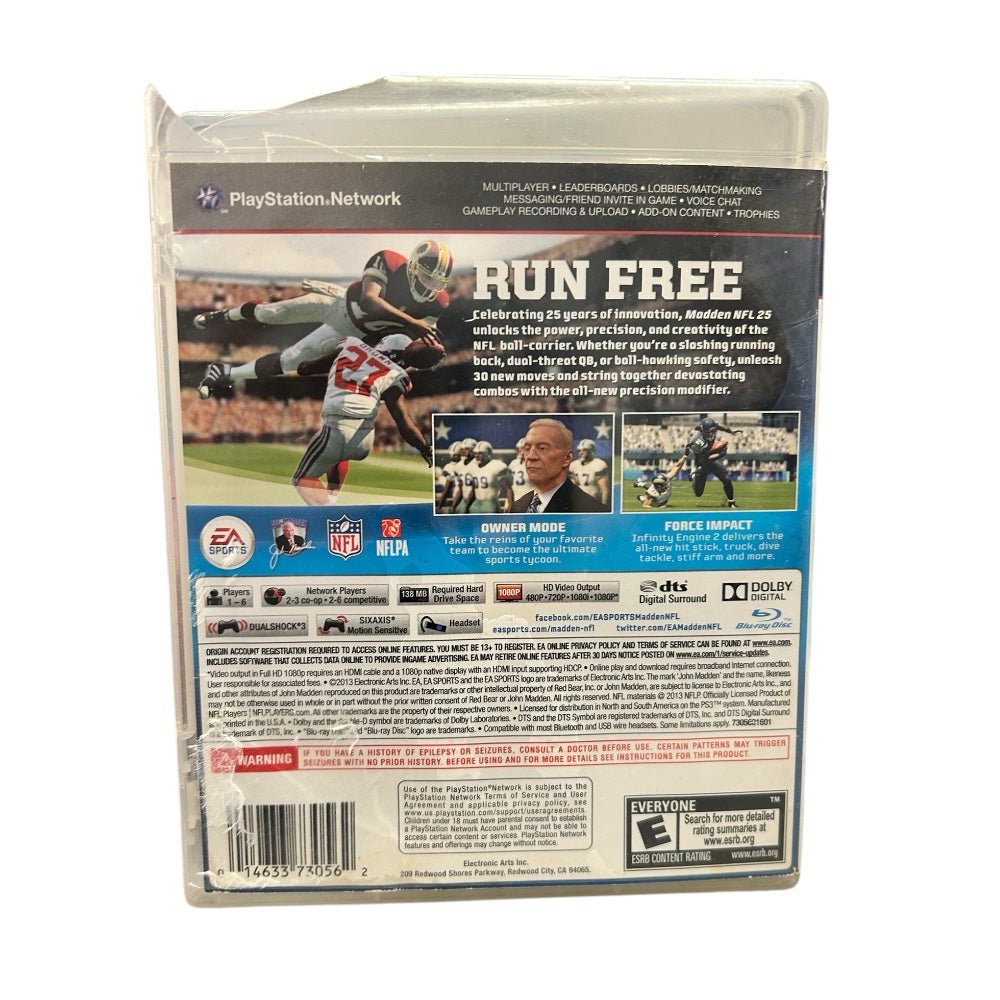 madden nfl 25 football sony playstation 3 ps3 game rated