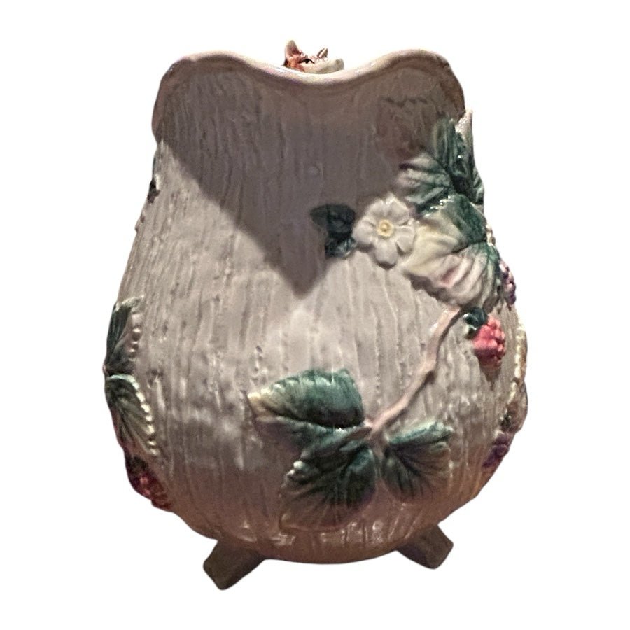 Fitz & Floyd Wild Berries Reynard Fox Basketweave Pitcher 1.75 quart VINTAGE 1990 | Finer Things Resale