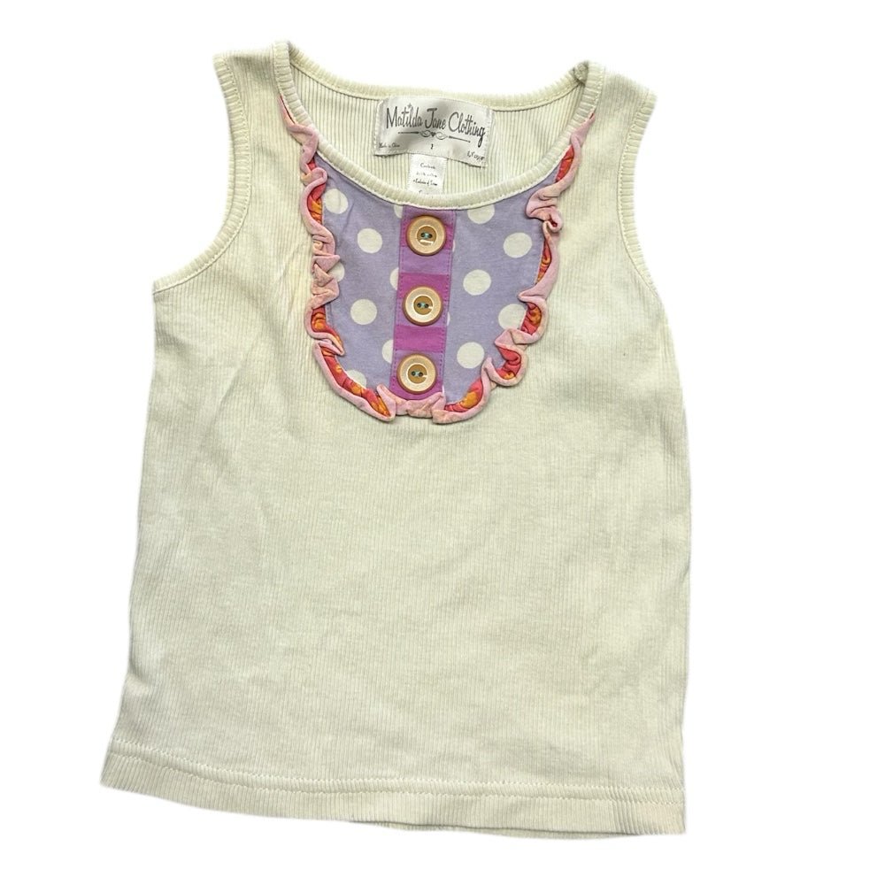 Matilda Jane Good Hart Pond Hill Cookie Dot Tank Top Shirt SIZE 2 | Finer Things Resale