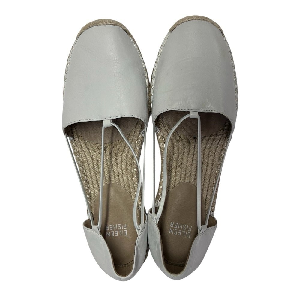 eileen fisher washed white leather espadrilles flats shoes size 9 brand