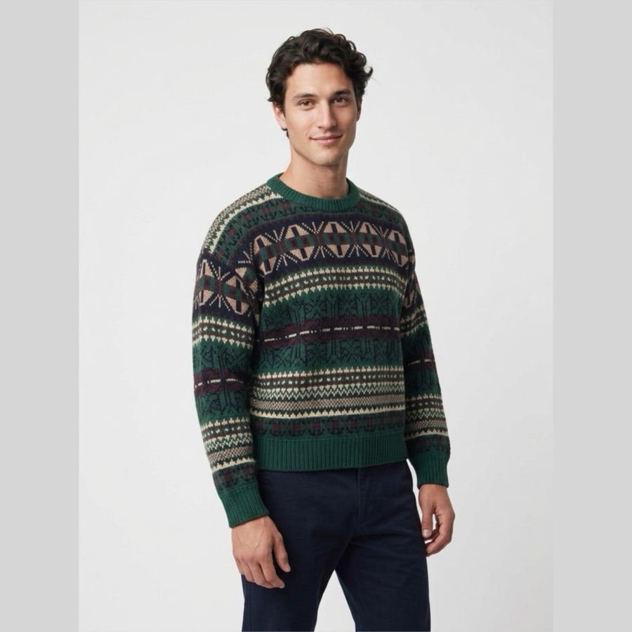 Stoneriver Outfitters Sweater Geometric Fair Isle Print XLARGE Vintage 1990's