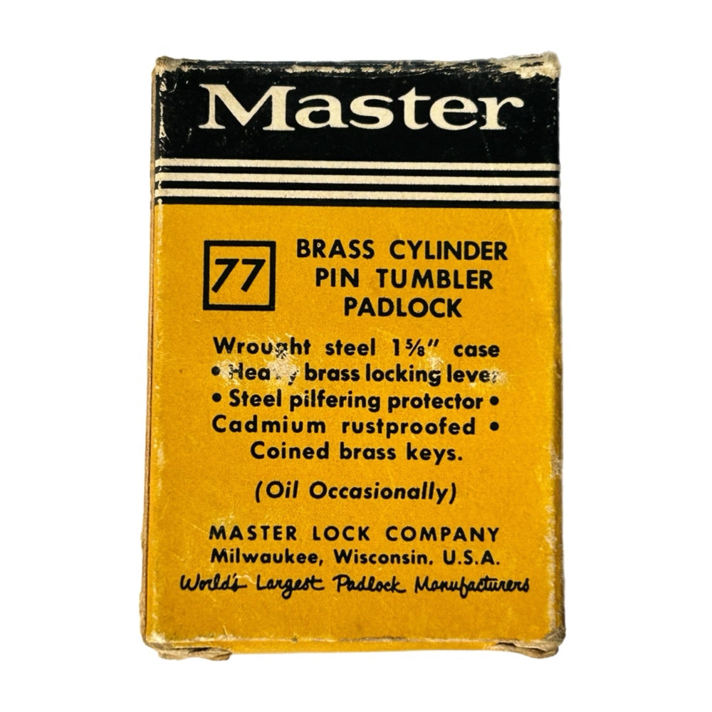 Master Locks Brass Cylinder Pin Tumbler Padlock Keys Orginal Box Tiger Head #77