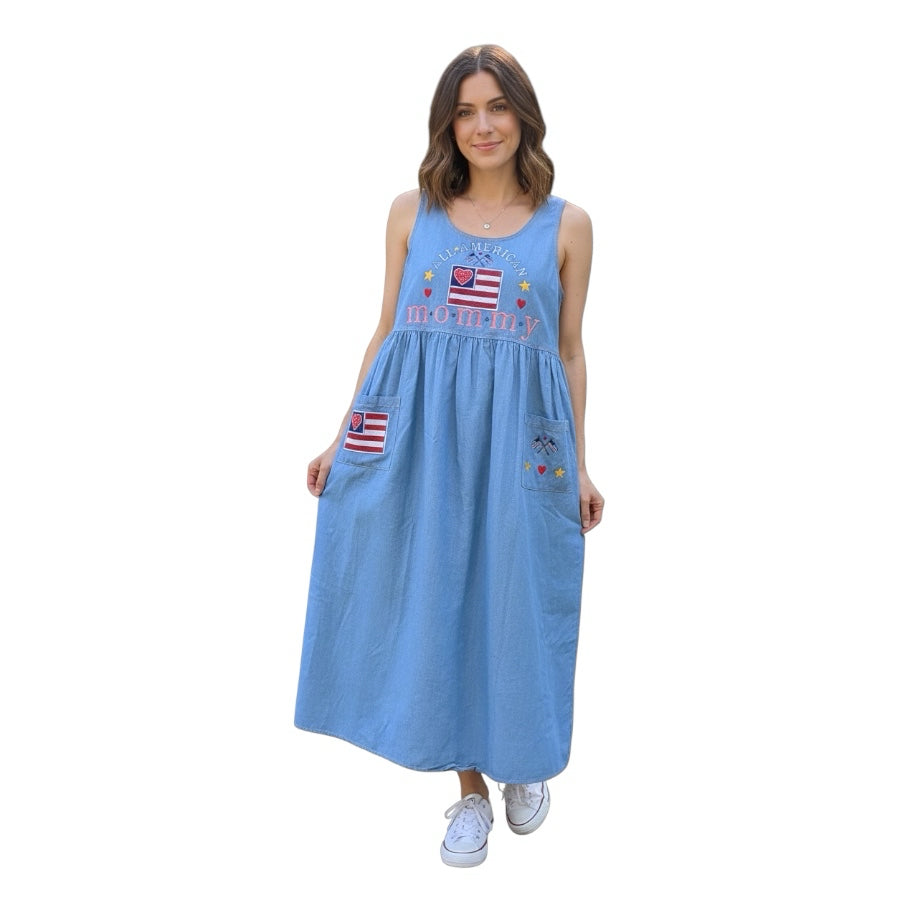All American Mommy Patriotic USA Flag Jumper dress Y2K VINTAGE 1990's SIZE SMALL All American Mommy Patriotic USA Flag Jumper dress Y2K VINTAGE 1990's SIZE SMALL