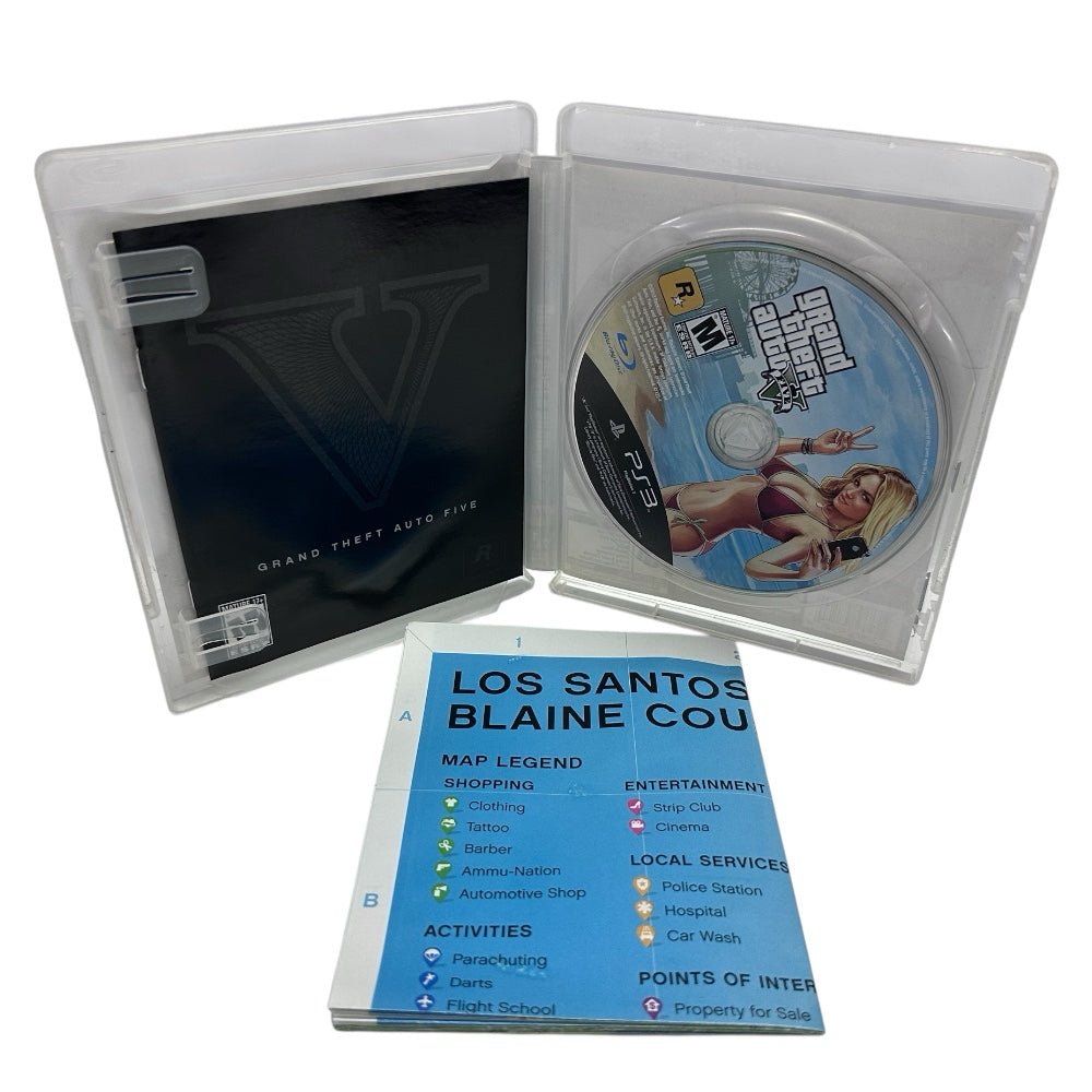 Grand Theft Auto V Five Playstation 3 PS3 game with map GTA 2013 Rated M 17+ | Finer Things Resale