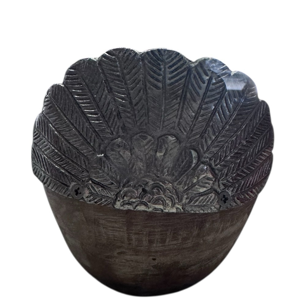 Hand Carved Wooden Serving Bowl with Turkey handles Rustic Decorative Dish | Finer Things Resale