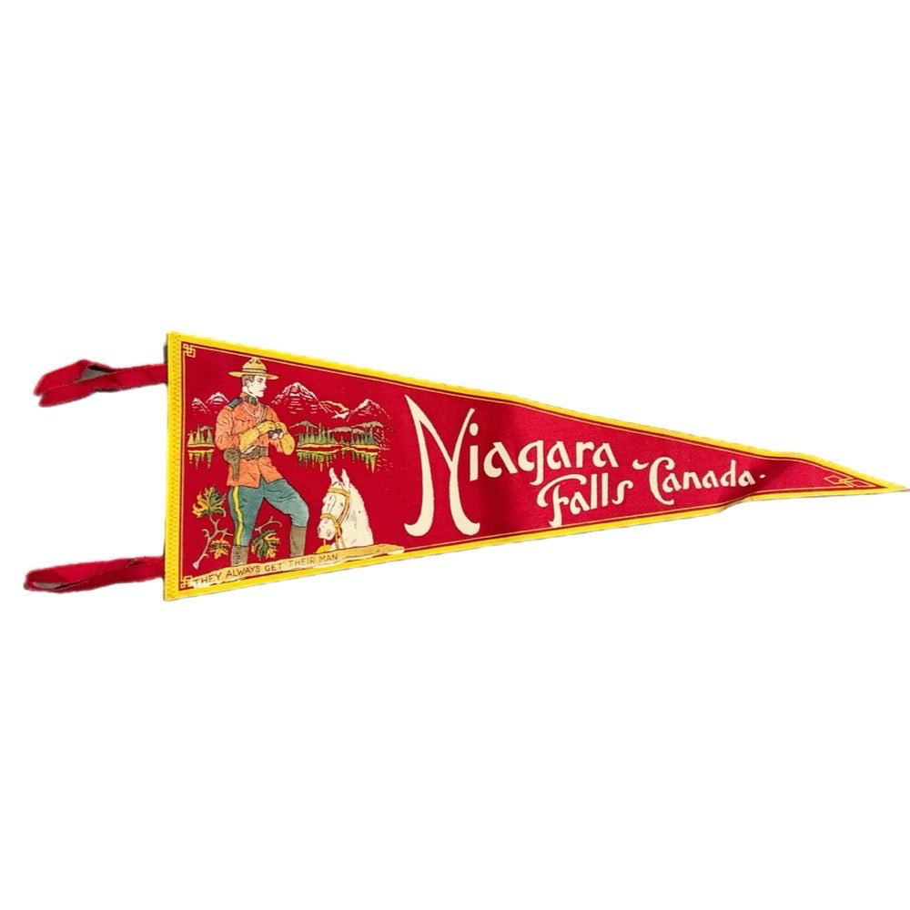 Niagara Falls Canada felt pennant 23" Vintage 1960's RCMP Canadian Mounties | Finer Things Resale