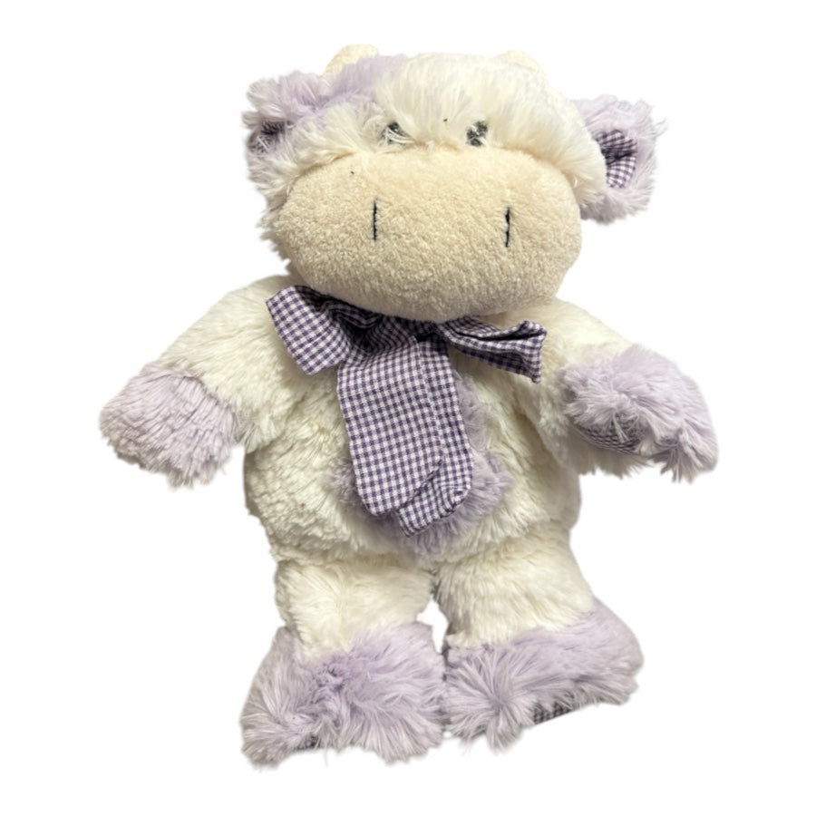Animal Adventure Cow Plush Stuffed Animal 12" Purple Gingham Bow 2006