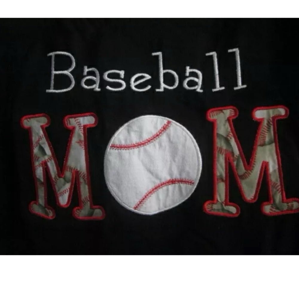 baseball mom custom embroidery applique short sleeve shirt size large