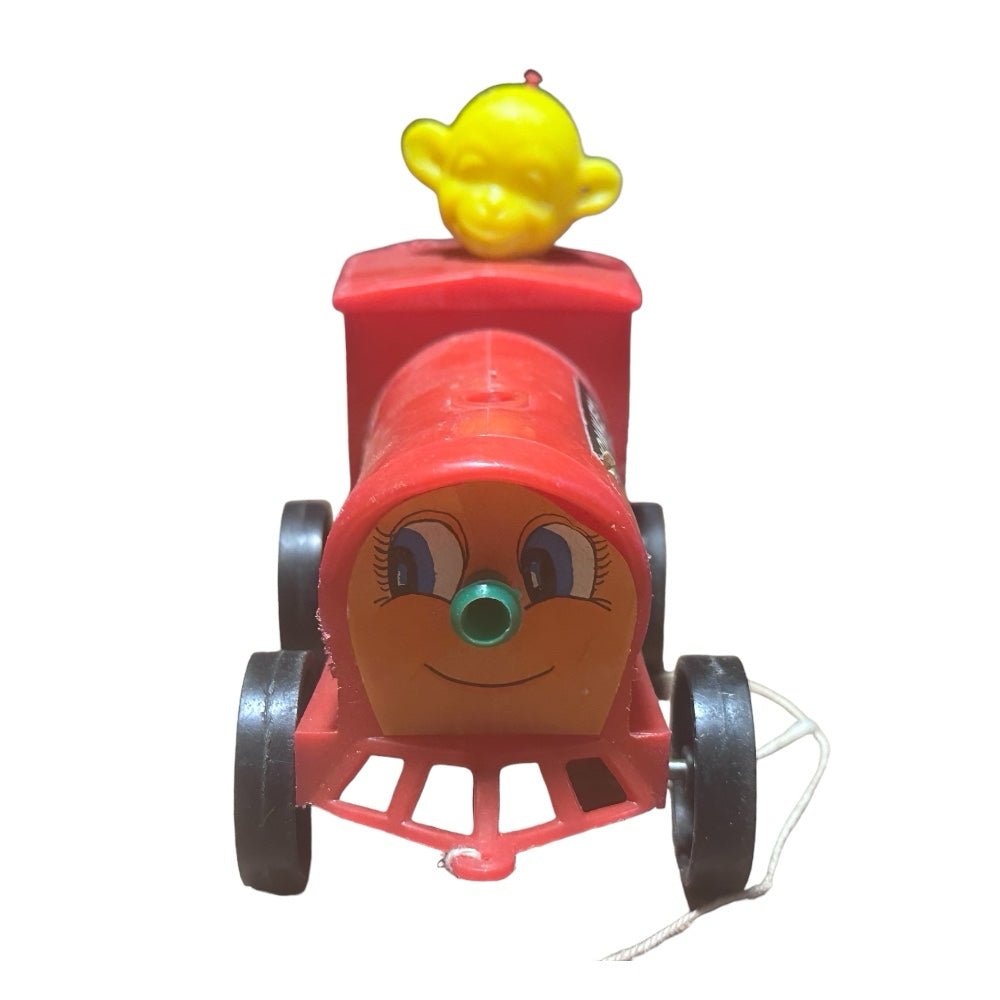 Monkey Choo Choo Plastic Train Pull Toy 5" VINTAGE 1960's | Finer Things Resale