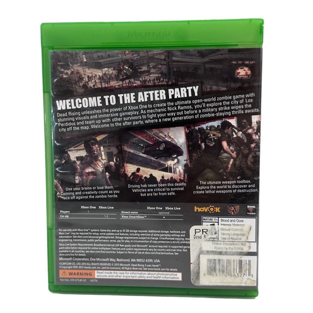 Deadrising 3 Microsoft XBOX One game Zombie Apocalypse 2013 Rated M 17+ | Finer Things Resale