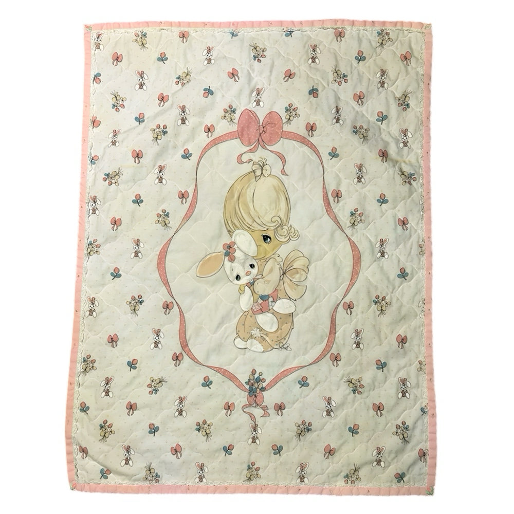 Precious Moments Quilted Baby Crib Blanket Nursery Decor VINTAGE 1980's