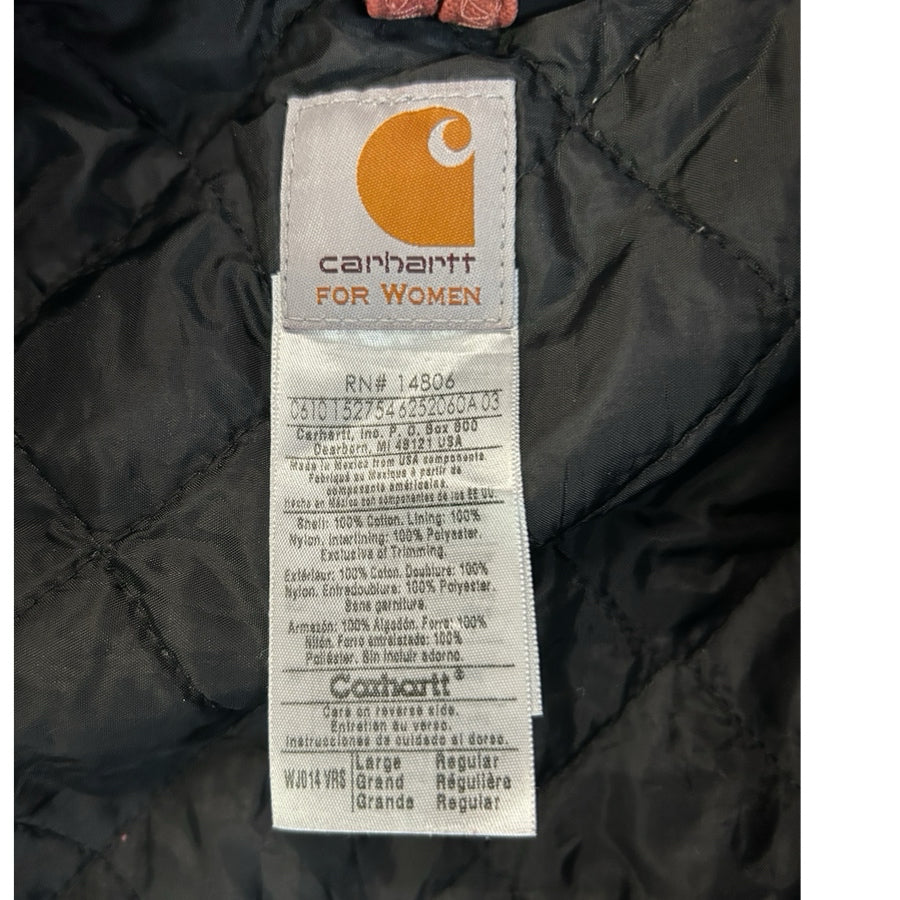 Carhartt Red Sand Women's Active Jacket Coat Quilted Hoodie SIZE LARGE VINTAGE | Finer Things Resale