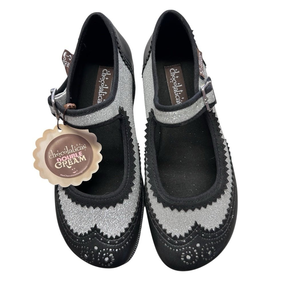 Chocolaticas Hot Chocolate Designs Double Cream Glitter Mary Janes SIZE 5 NWT | Finer Things Resale