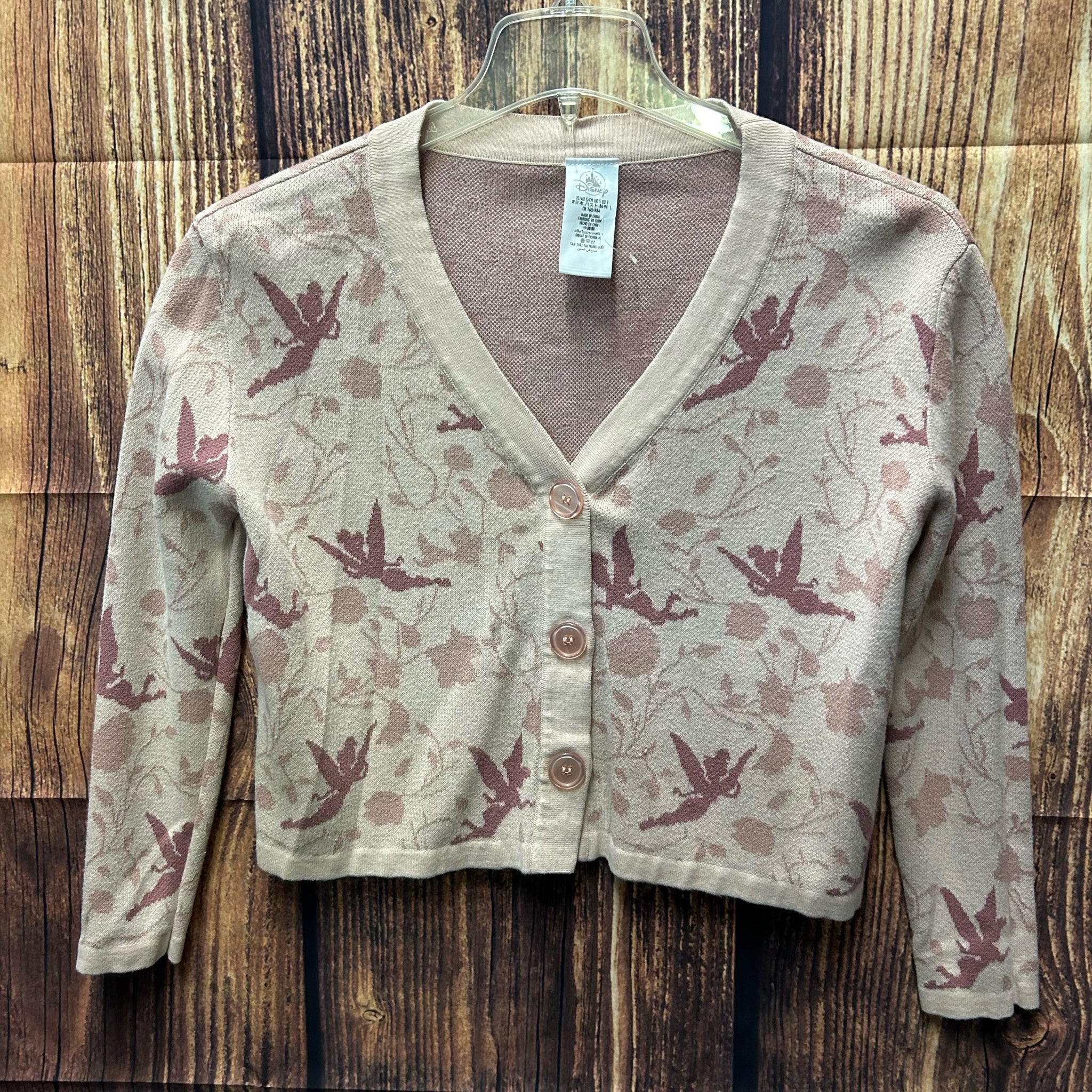 Disney Tinkerbell long sleeve print cardigan sweater SIZE SMALL | Finer Things Resale