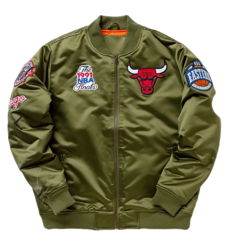 Mitchell & Ness 1991 NBA Chicago Bulls Satin Bomber Jacket Coat SIZE 2XL