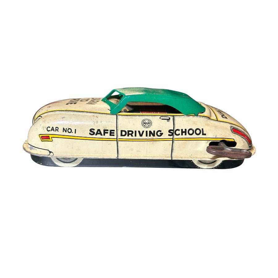 Louis Marx & Co Learn To Drive Safe Driving School Tin Litho Wind-up Toy Car USA | Finer Things Resale