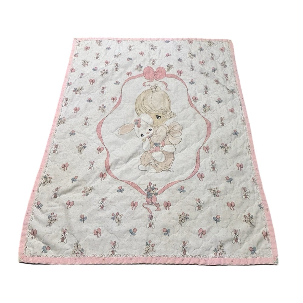 Precious Moments Quilted Baby Crib Blanket Nursery Decor VINTAGE 1980's