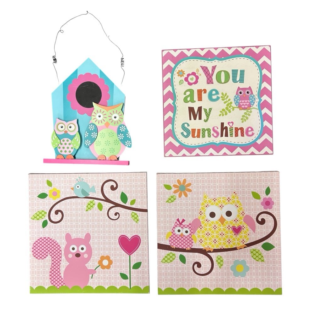 Kidsline Dena Happy Owl Nursery Bedding Set 12 pieces OWL print includes lamp | Finer Things Resale