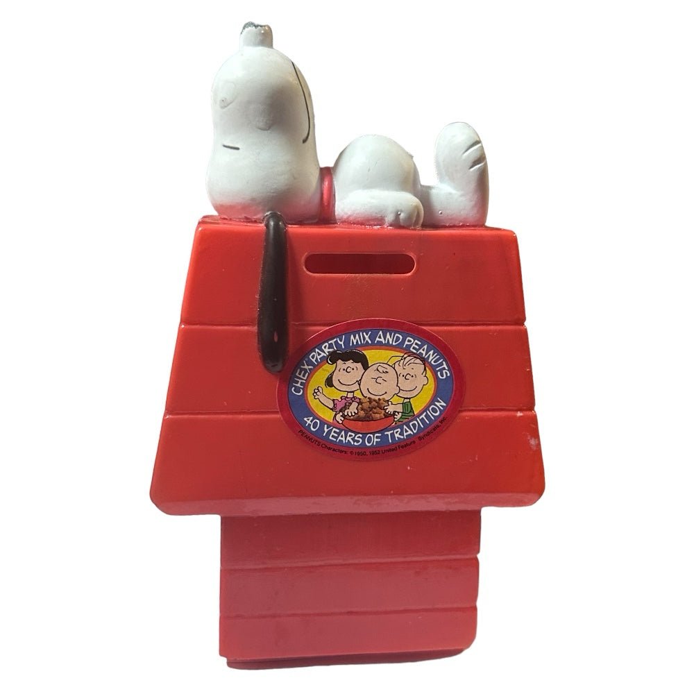 Peanuts Snoopy Chex Mix & Peanuts 40 Years Tradition Doghouse Bank VINTAGE! | Finer Things Resale