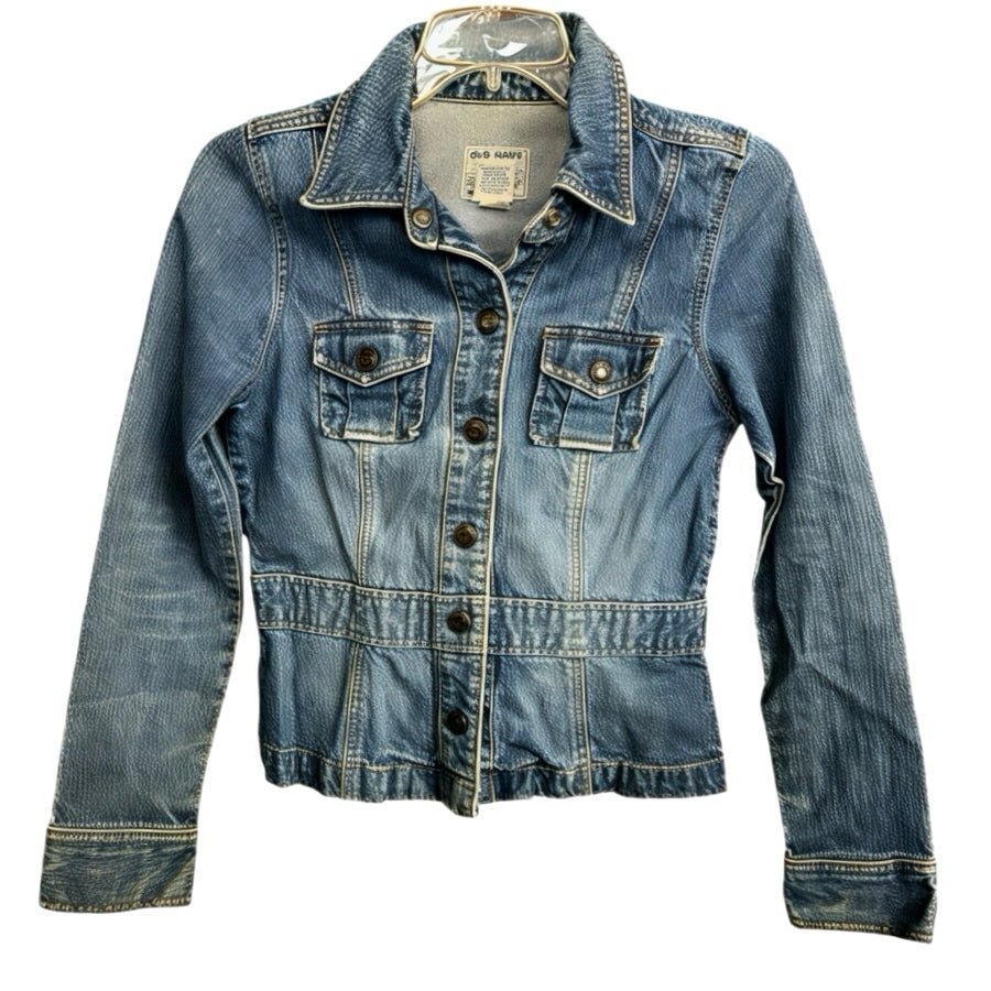 Old Navy fitted blue jean denim jacket YK2 Retro Vintage 2000s XSMALL | Finer Things Resale